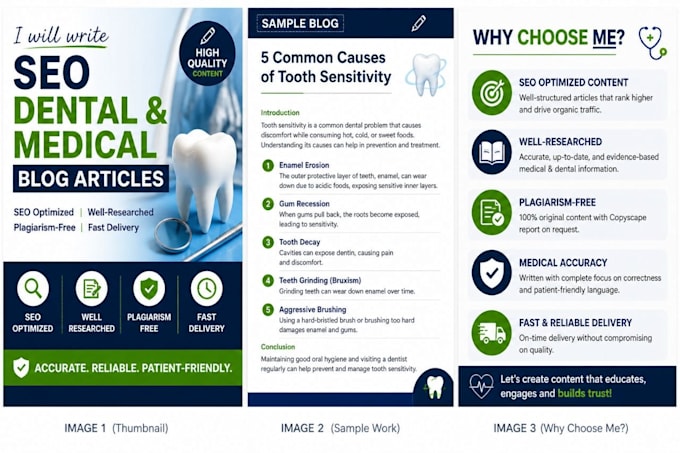 write SEO optimized dental blog and website content