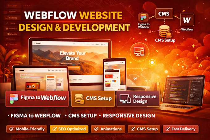 design or redesign webflow website, cms setup, figma to webflow, web developer
