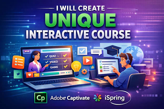 create unique interactive course using adobe captivate, ispring, articulate 360