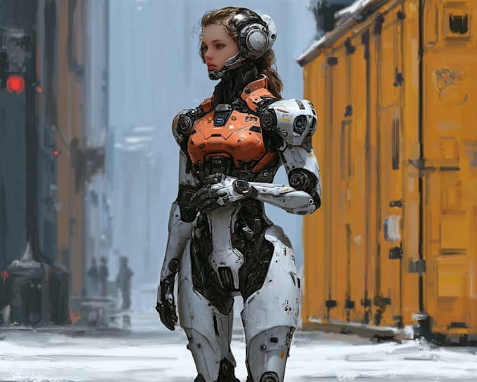 esign alien cyberpunk or space warrior character