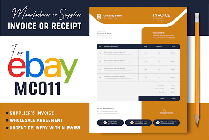 create professional invoice and receipt design for mc011