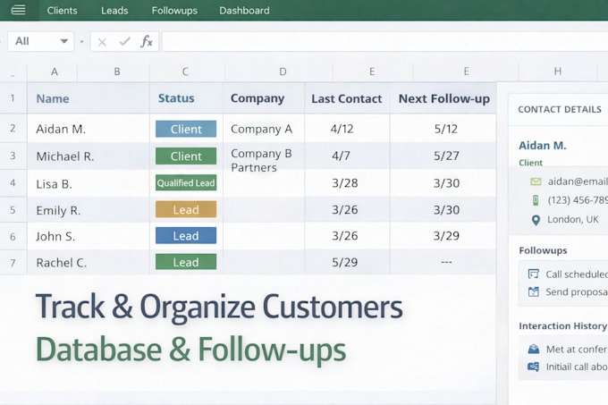 create an excel client and lead management system