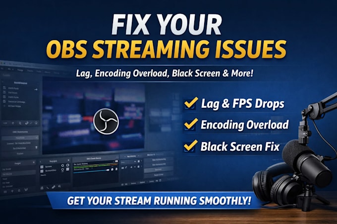 fix obs studio lag, encoding overload, black screen and streaming issues fast