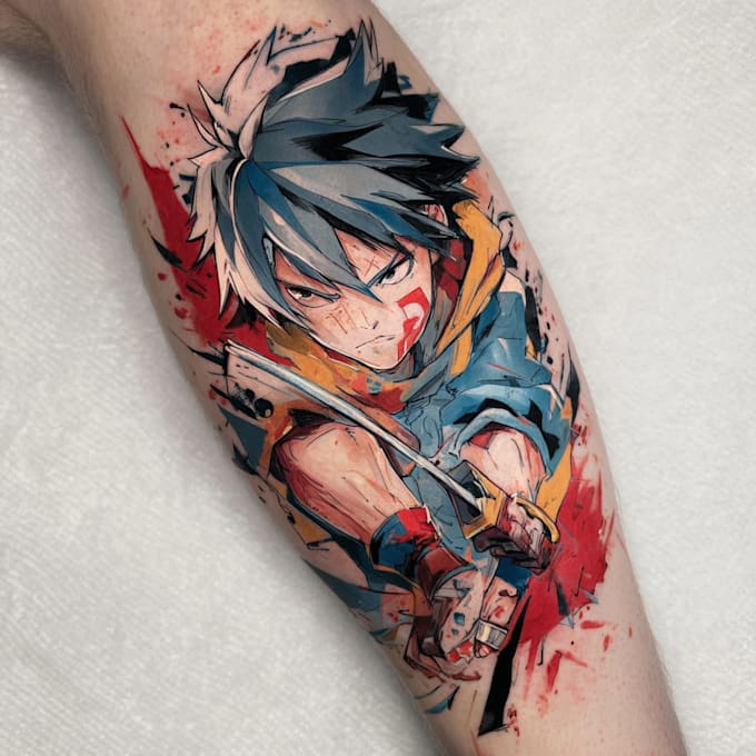 tattoo illustration anime style in lines