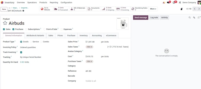 import products and opening inventory balances into odoo