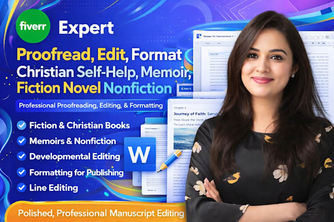 proofread and edit,format fiction novel, poetry,memoir developmental book editor
