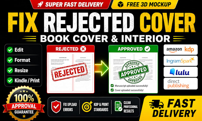 fix rejected book cover, resize KDP cover, paperback, ingramspark cover