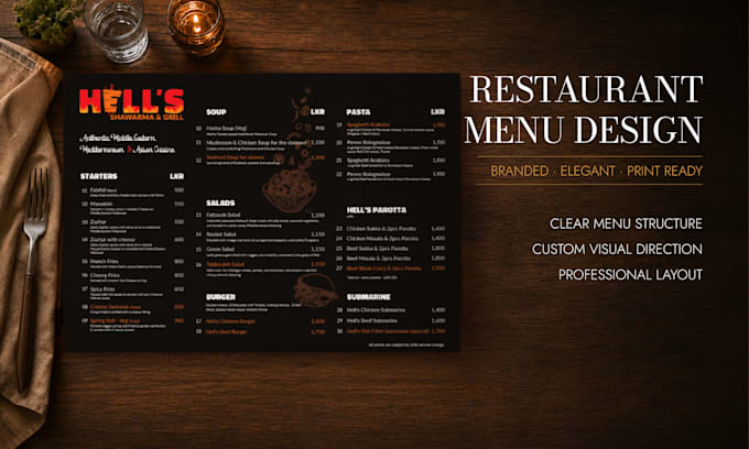 design modern restaurant menus, cafe menus and food menus