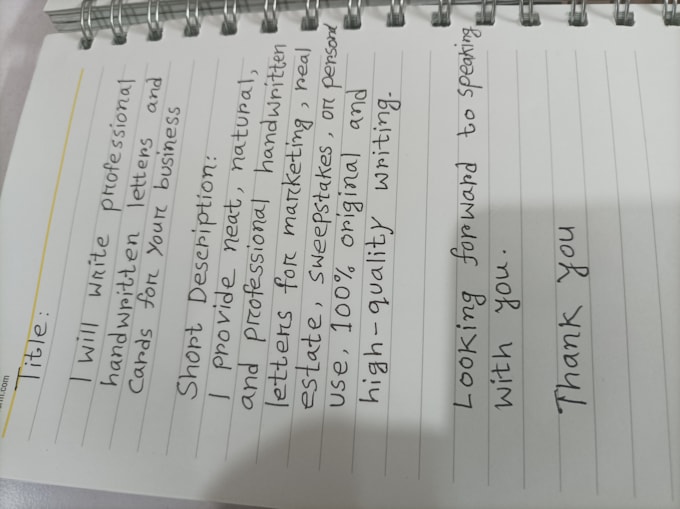 do work will be presented in a neat professional handwritten