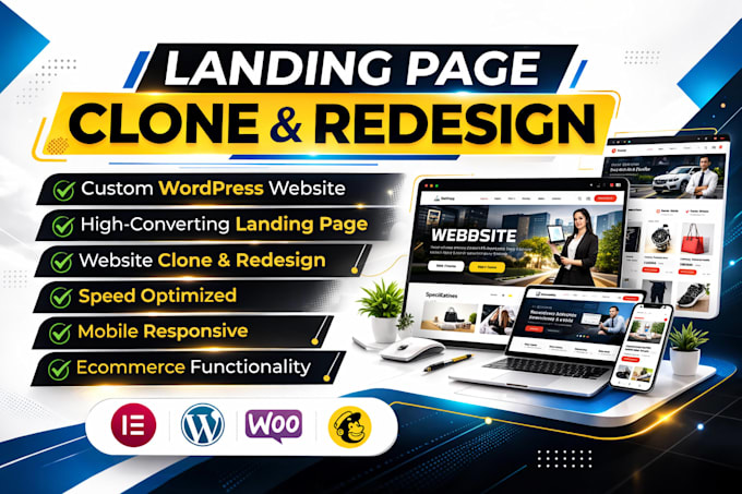Do wordpress website design redesign clone any landing page, install ...