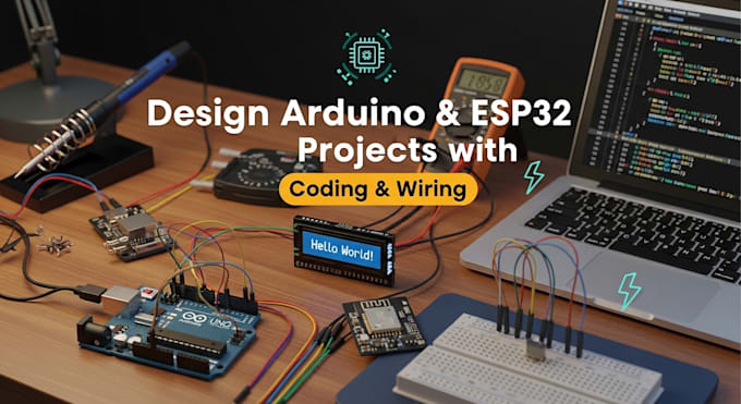 design arduino and esp32 projects with coding, wiring