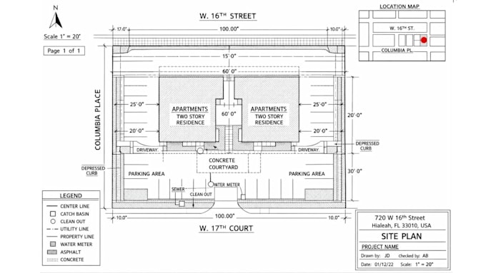Draw land survey plans redraw 2d site plans plot layout driveway ...