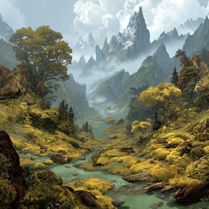 digitally paint fantasy landscape