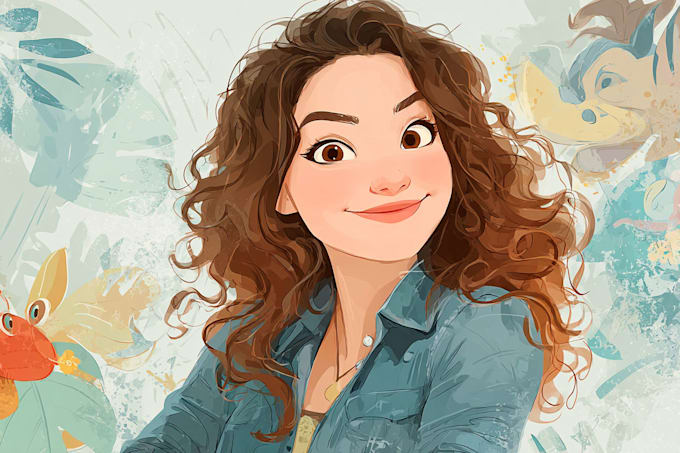 draw you in disney style portrait