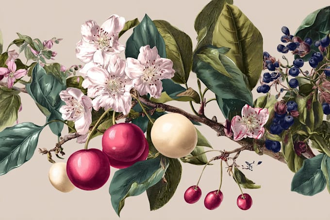 create a gorgeous botanical plants fruit for you