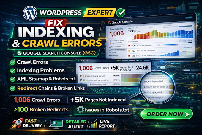 fix wordpress technical SEO, indexing and crawl errors in gsc