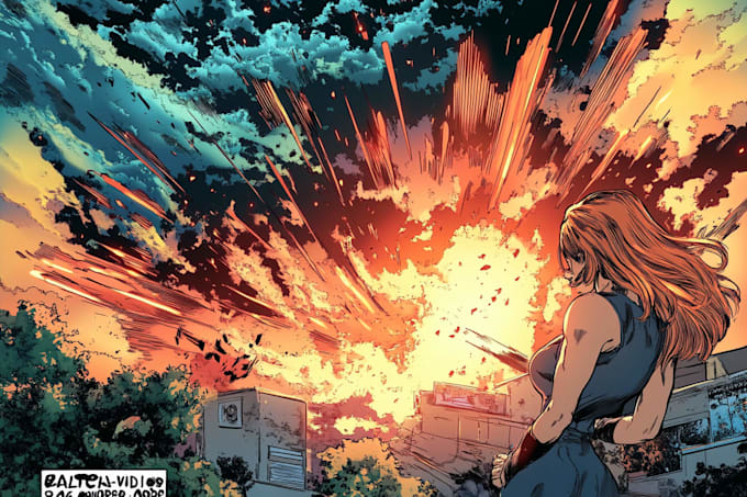draw dynamic comic character action scene