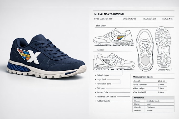 design sneakers shoe tech pack footwear cad wheel sole pattern for manufacturing