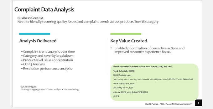 perform sql data analysis and deliver business insights