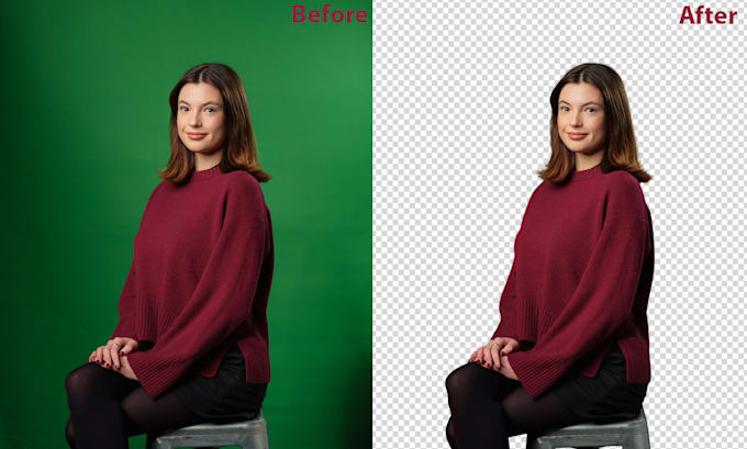 professionally remove green screen background in photoshop, hair masking, model