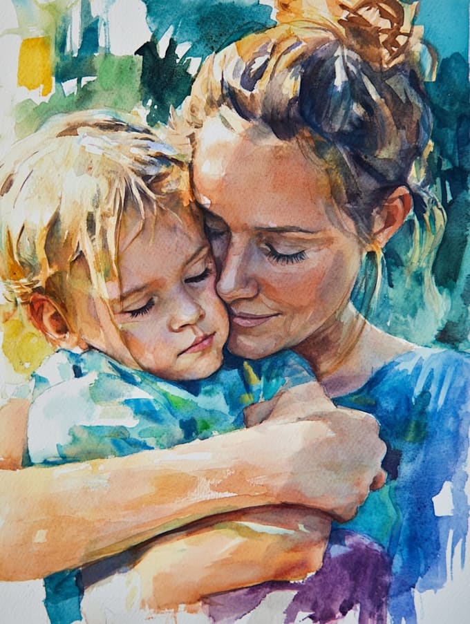 make watercolor family portrait