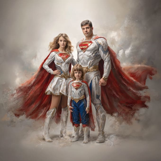 make a family superhero portraits for you