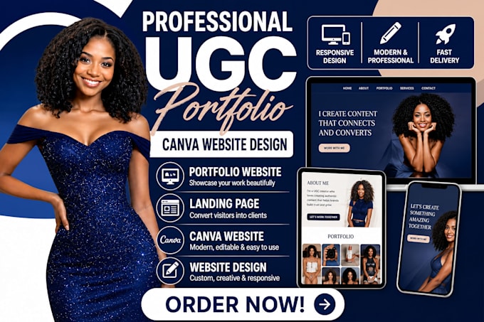 create a modern high converting, canva website, landing page or ugc portfolio