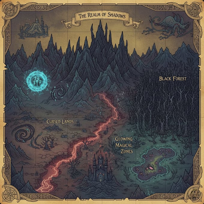Draw a custom hand drawn fantasy map for dnd, rpg by Lonenson | Fiverr