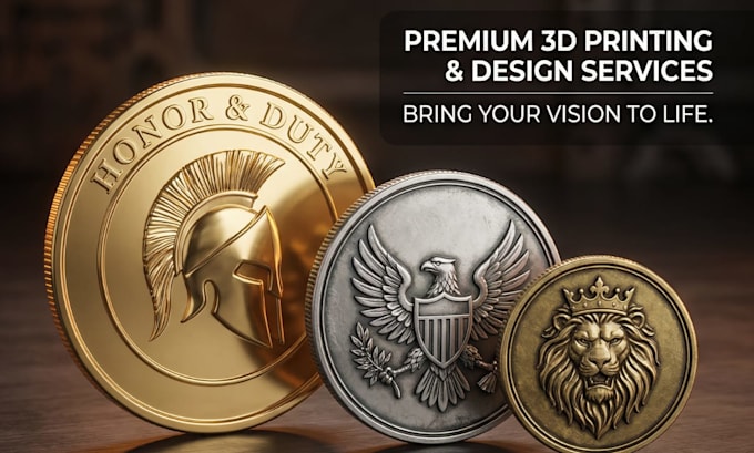 Design 3d coin, bas relief, medallion, challenge coin, printable 3d ...