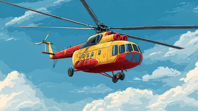 trace airplane, aircraft, helicopter into a vector cartoon