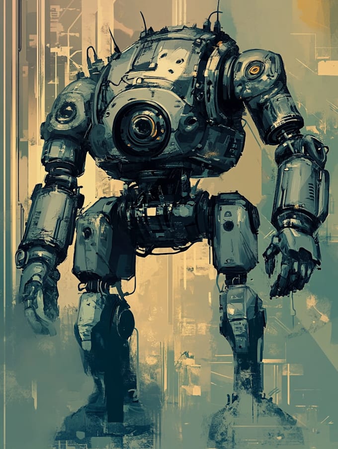 do anime style mecha robot illustrations