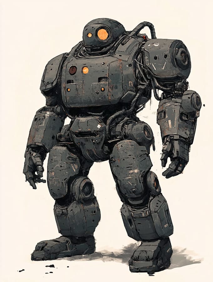 draw high quality robot, mecha concepts