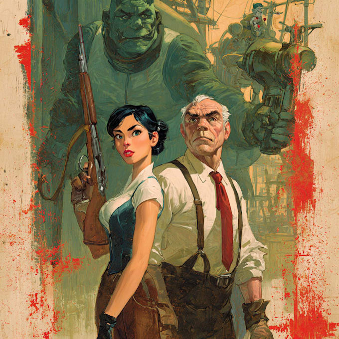 illustrate a superhero comic cover art