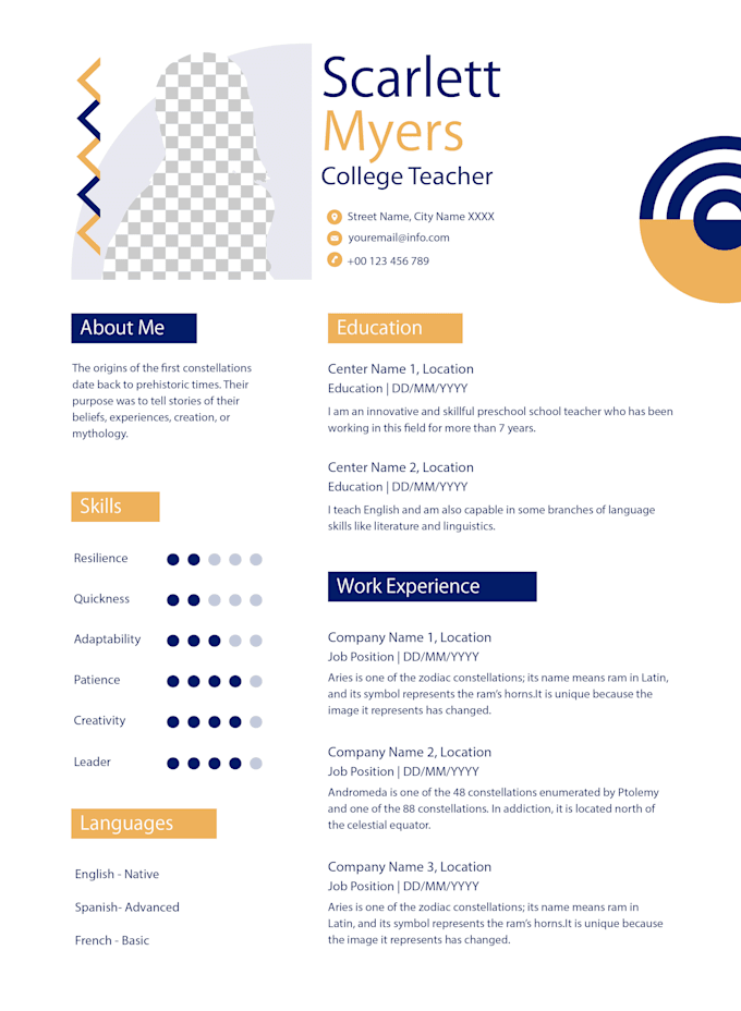 design a professional ats friendly resume and CV