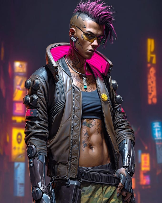 make a cyberpunk character art