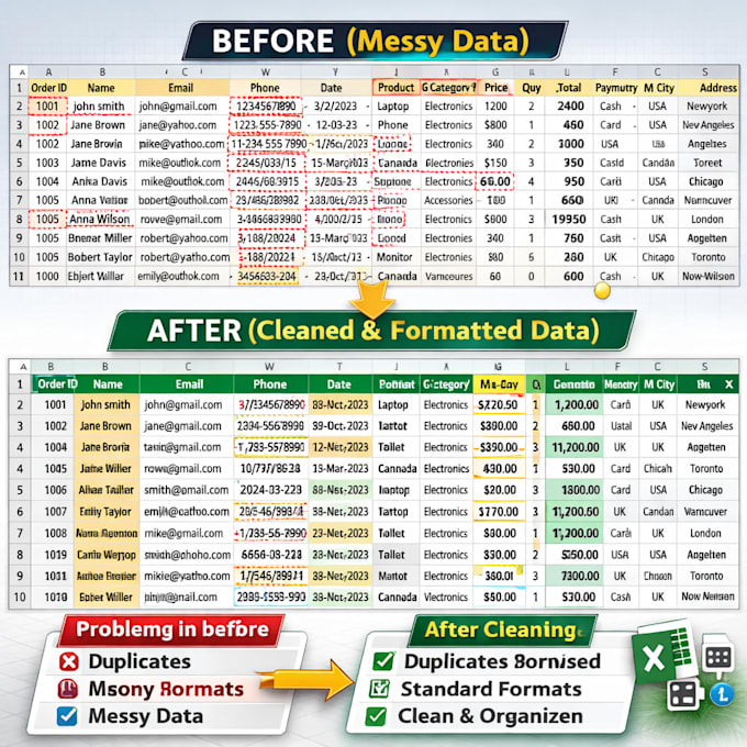 do professional data cleaning data processing excel and database files