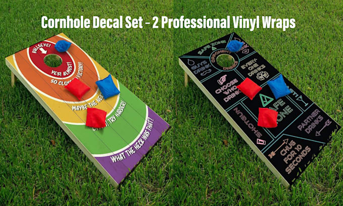 create unique and print ready cornhole board wrap design