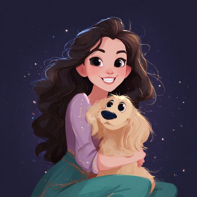 pet portrait into cute disney style