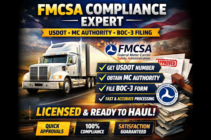 register usdot, mc number and boc3 fmcsa compliance asap