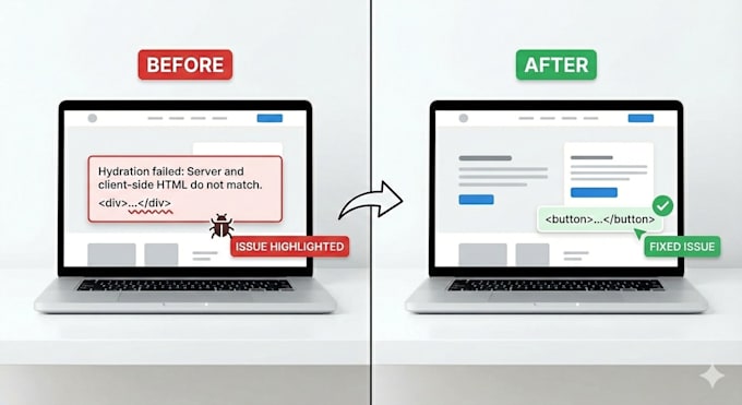 debug and fix nextjs or react errors and API issue