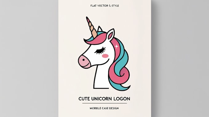 do cute unicorn logo mobile case design 1 day