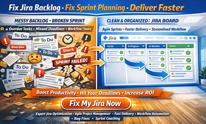 fix jira backlog, sprint planning, and workflow issues for faster delivery