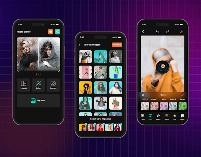 build advance ai image editor app, image generator app, ai video editing app