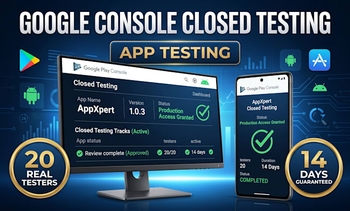 provide 12 or 20 real android testers for google play closed testing for 14 days
