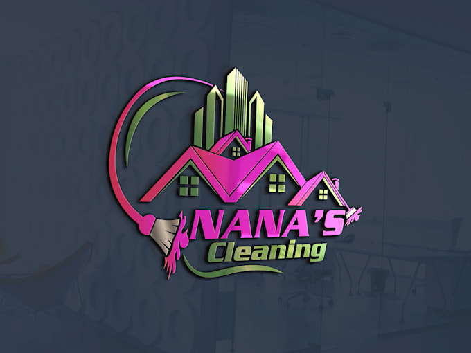 design cleaning service business 3d logo