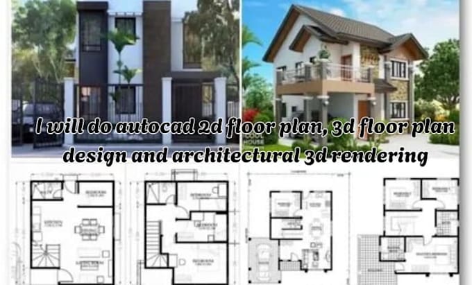 do autocad 2d floor plan, 3d floor plan design and architectural 3d rendering