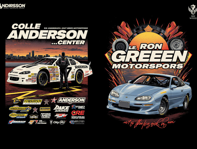 create a custom racing car illustration for t shirt design