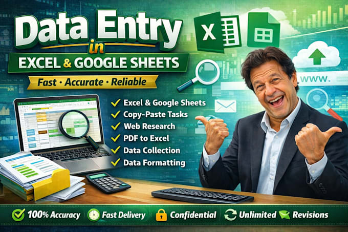 be a data entry specialist with excel and google sheets