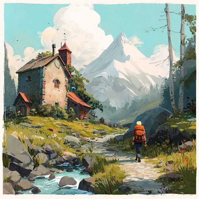 make amazing landscape and character illustration for you