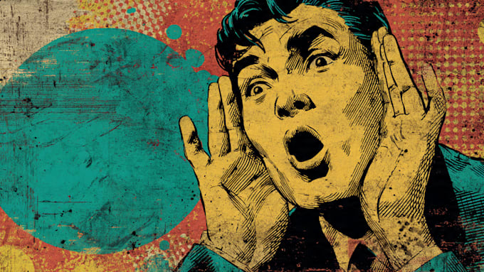 draw old retro distressed comic illustration